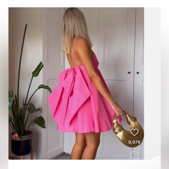 ZARA PINK TAFFETA BOW DRESS - Picture 9 of 9